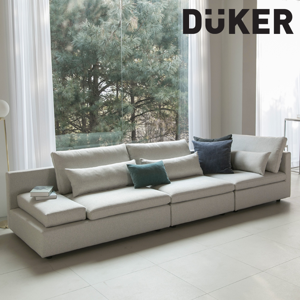 1+1커버 증정 DK037 4인 모듈형 오트밀 그레이 워셔블+풀커버링 패브릭 소파 : DUKER 듀커