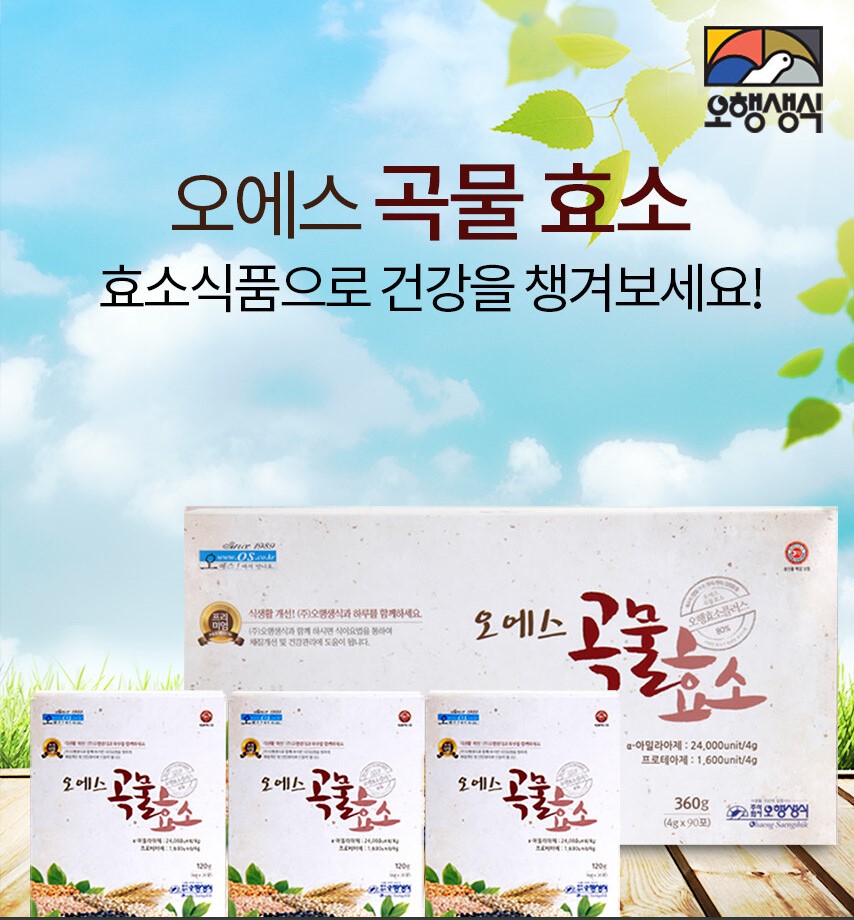 오행생식 오에스 곡물효소(4gx90포) 곡물발효 파인애플 소화 효소식품 : 선재생활건강