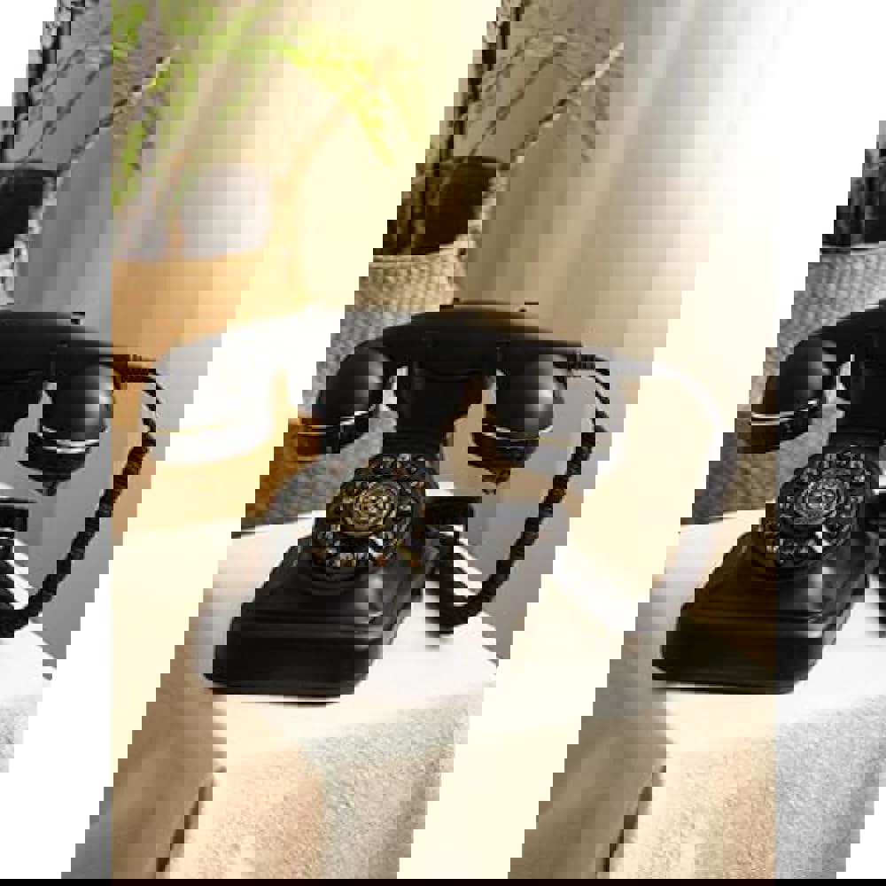 성 CHY 복고풍 유선 전화, 리다이얼, 레트로 블룸 전화 라우드 빈티지 유선 책상 다이얼 전화기 가정용 구식 유선 전화기, 블랙 : 서초직구가족