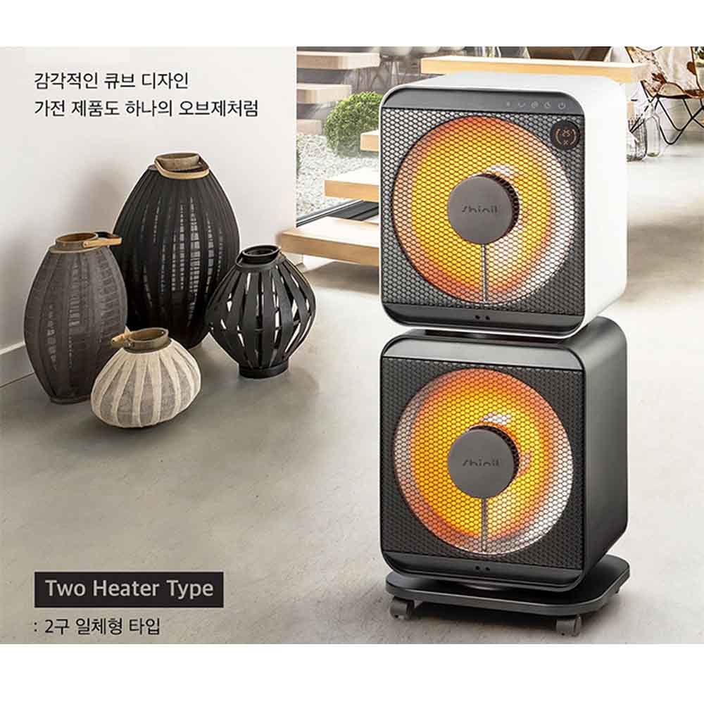 신일 큐브히터 하이라이트 히터 에코 전기히터 2구 난로 난방기 : 플러스아울렛