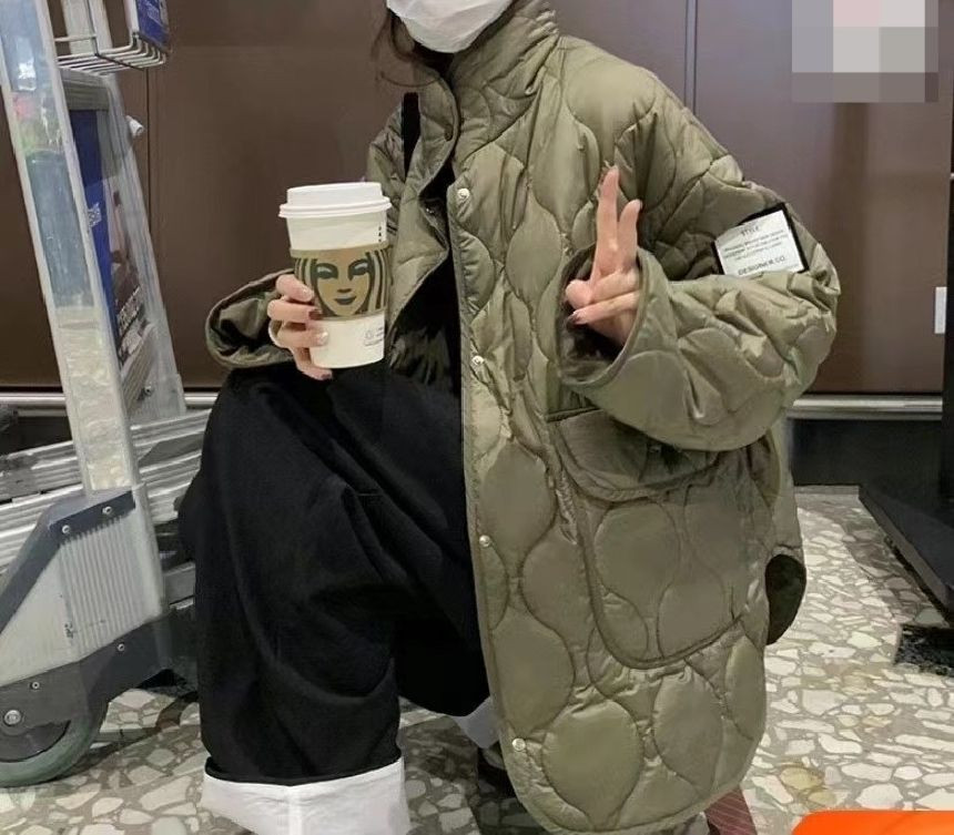 [루비벨벳] (카키당배) 가볍고 따뜻한 퀼팅 패딩 고급봉제 루즈핏 3컬러 : 루비벨벳