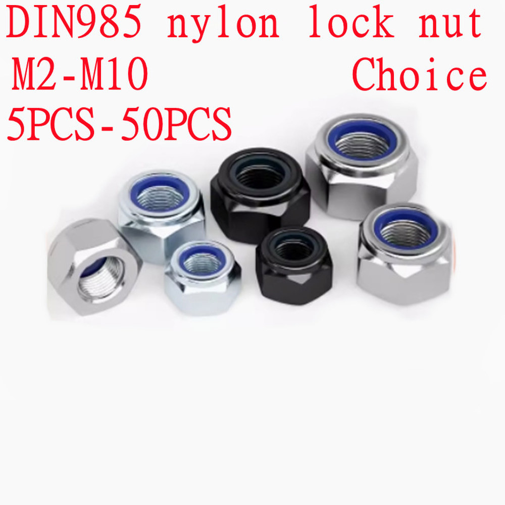 스틸 M10 검정색 DIN985 M2 M5 너트 스테인레스 잠금 M12 M6 인서트 5 M2.5 M3 너트가있는 50PCS M4 M8 흰색 아연 나일론 : 에라토7