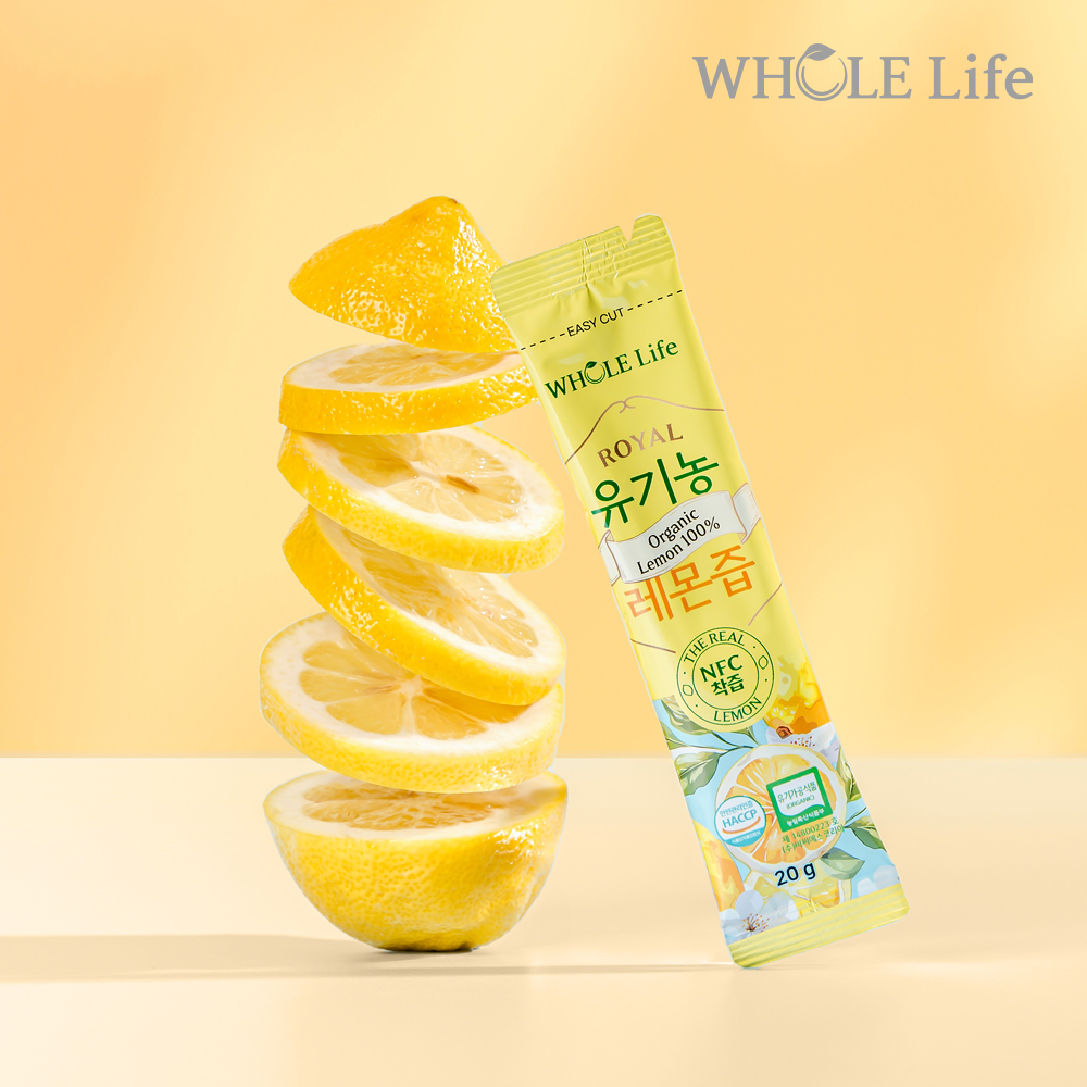 홀라이프 100% 유기농 NFC 착즙 레몬즙 원액 에이드 레몬수 14포 20ml, 6개 : WHOLE Life