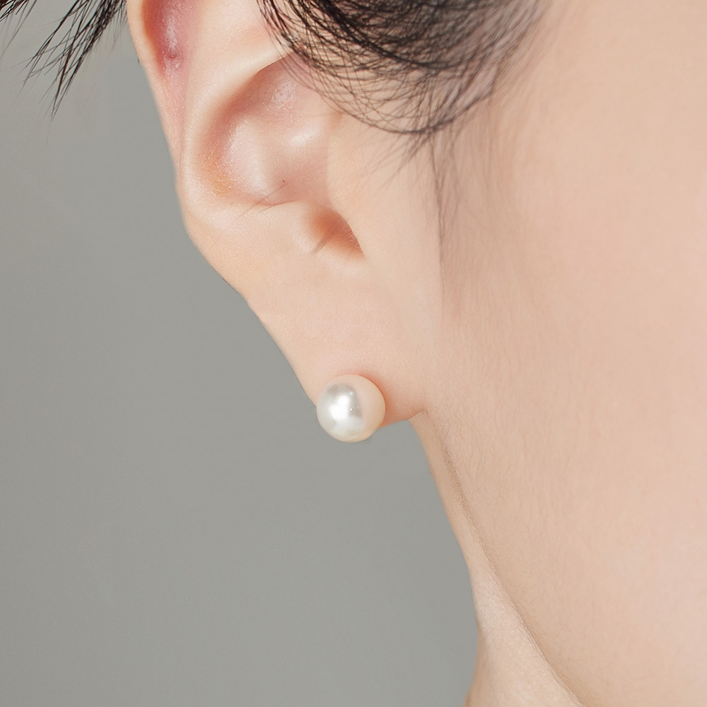 14K 심플 진주 귀걸이 하객 혼주 한복 웨딩 본식 돌잔치 승무원 면접 : 준주얼리