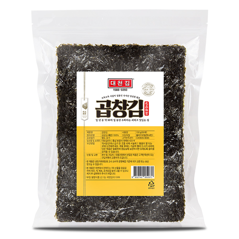 [도착보장] 대천김 명품 곱창김 생김 190g, 1개 : 대천김주식회사