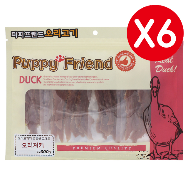 퍼피프랜드 오리 져키 300g X 6개 대형견 사사미 대용량 강아지 간식 : 한양사료유통