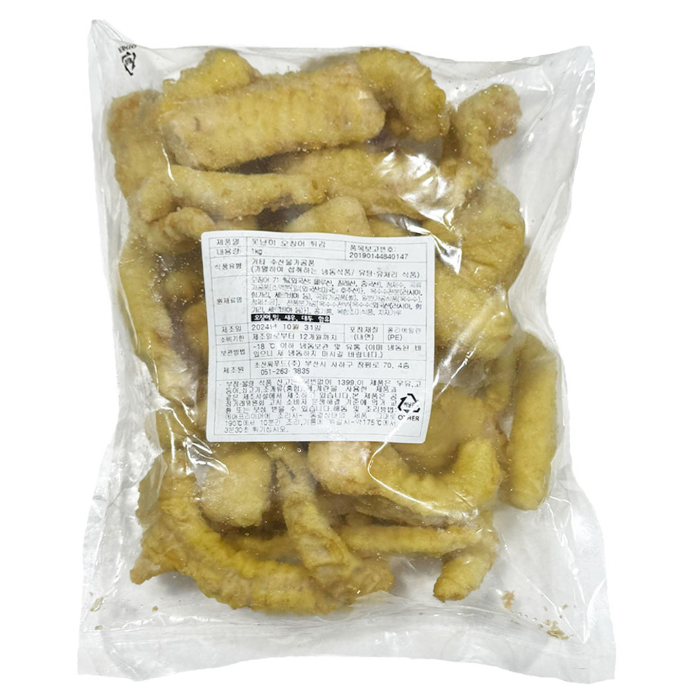 초산씨푸드 못난이 오징어 튀김 1kg 통살 스틱 냉동 : 다봄 푸드