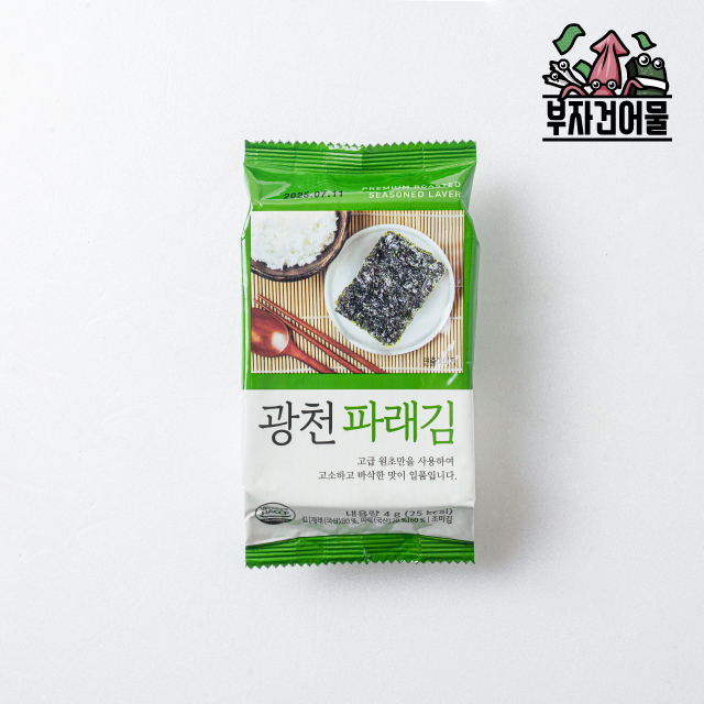 부자건어물 광천파래김 16단 (도시락 식탁김) 4g 16봉 : 부자건어물
