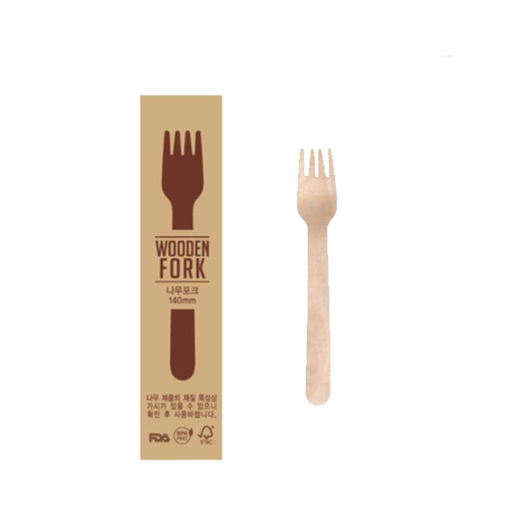 개별포장 친환경 나무 포크  14cm 100개입 샐러드포크 배달포장 : 카페노리