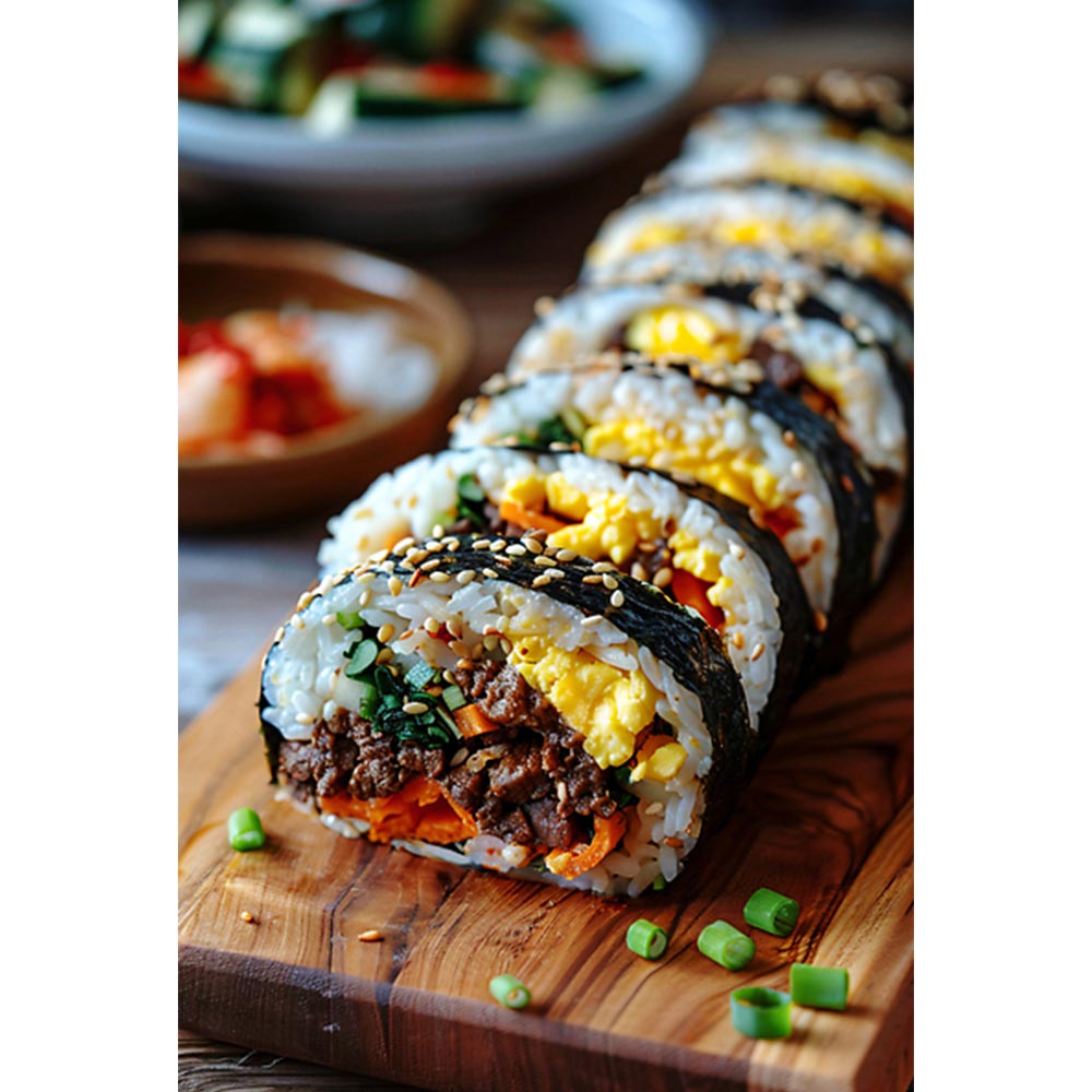 김밥 kimbab 한식 식당 k-food 분식 파르텔 벽지 시트지 롤스크린 : 으뜸데코