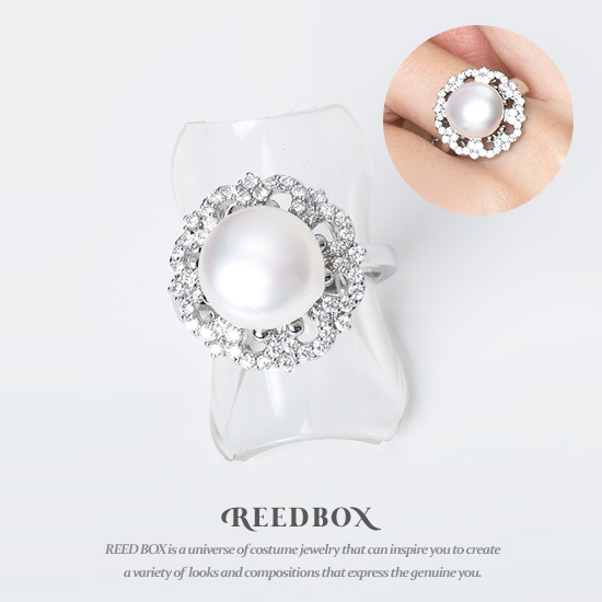 [선물포장] 한복 혼주반지 돌잔치반지 오픈반지 블루밍부케 천연담수 진주 반지 : 리드박스