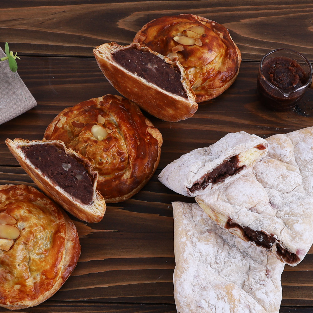 부산 명물 페스츄리 단팥빵 동백빵 3개 크랜베리 치즈크림빵 1개 혼합 세트 : 맛딜