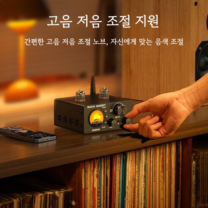 진공관 오디오앰프 블루투스 5.0 RCA OPT COA USB 입력 지원 광입력 코액셜 파워 앰프 SMART01 블랙(US 6186) : 9대구대