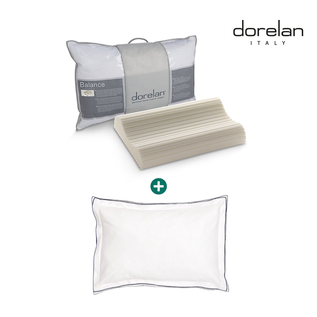 [돌레란] 밸런스 메모리폼 경추베개(로우/미디움)+세레니타 순면 베개커버 SET : dorelan korea