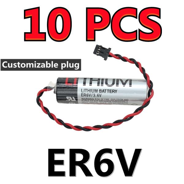 10 팩 오리지널  ER6V ER6VC119A 3.6V 2000mAh PLC 배터리 (검정색 커넥터 포함), 맞춤형 플러그 : 바다글로벌4