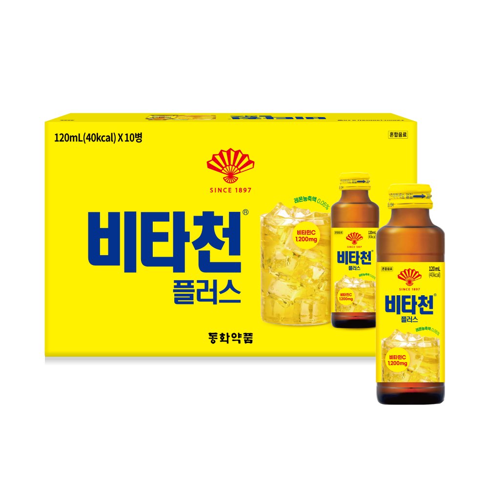 동화약품 부채표 비타천 플러스 드링크 비타민 음료 120ml 10개입 : 동화약품