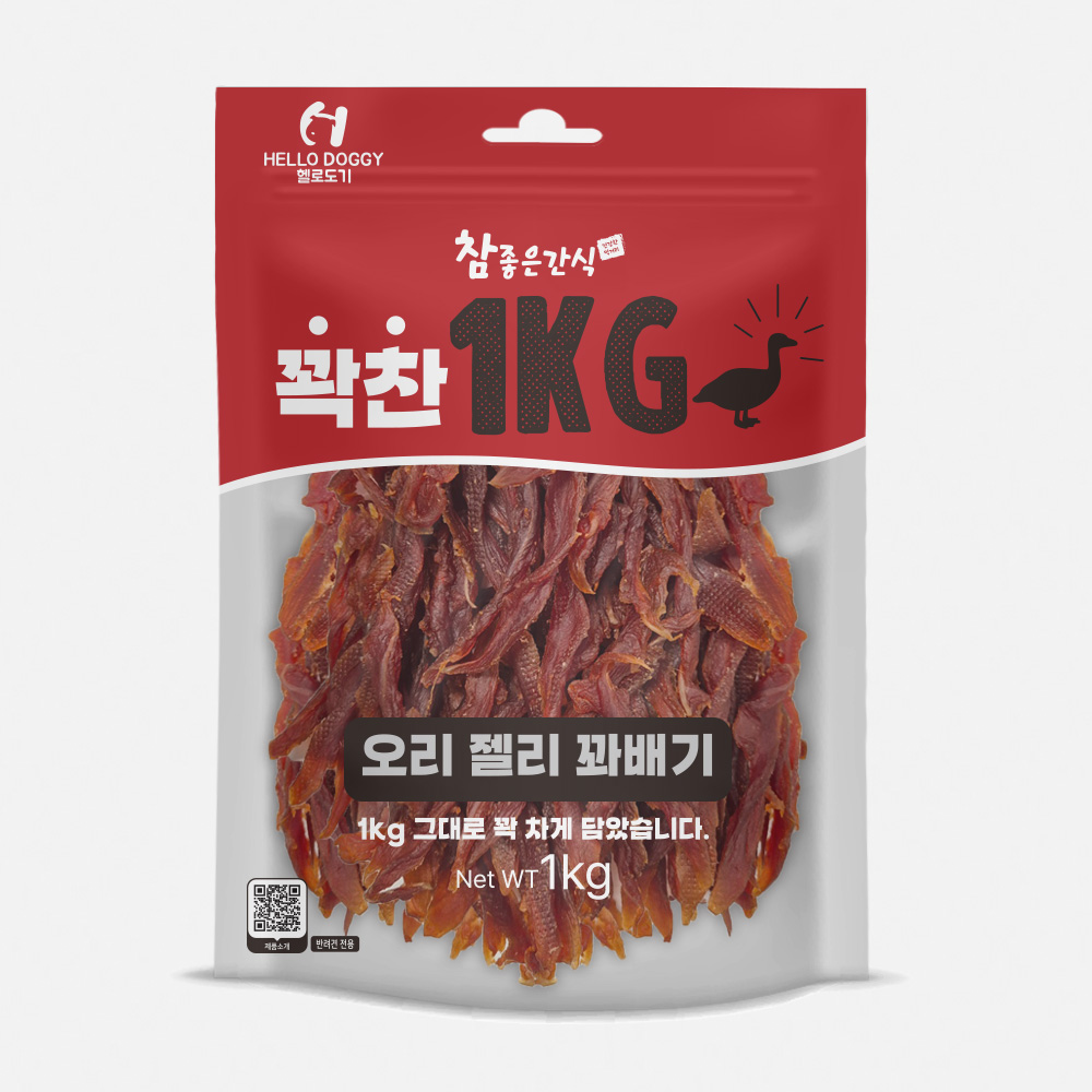 헬로도기 꽉찬 육포 대용량 오리우유껌, 1kg, 1개 : 바른펫