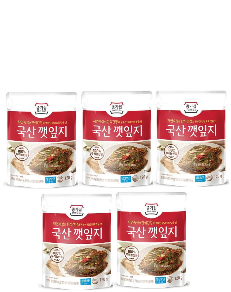 종가집 국산 무말랭이 깻잎김치 120g x 5 : JOYEL컴퍼니