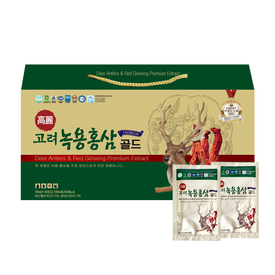 고려 녹용홍삼 진액골드 70ml 30포 (선물세트) : 티타임고려