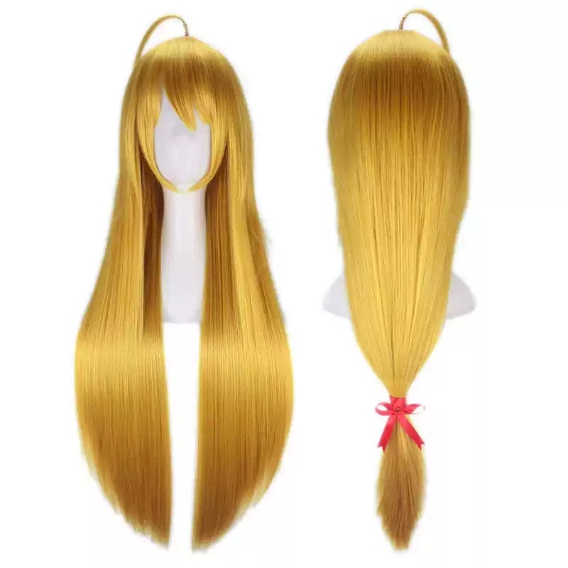 가발 코스튬 할로윈 파티 캐릭터 주술회전 하이큐 헤어 사토루 사기리 고죠 황금색 80cm+머리망 1개 : danawayou