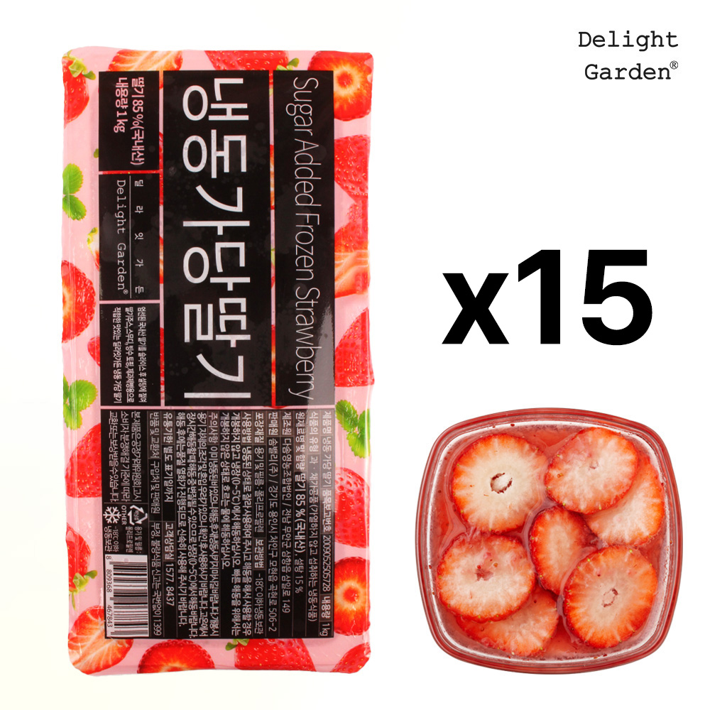 냉동 국내산 가당 딸기 85% 함유 1kg, 15개 : 딜라잇가든