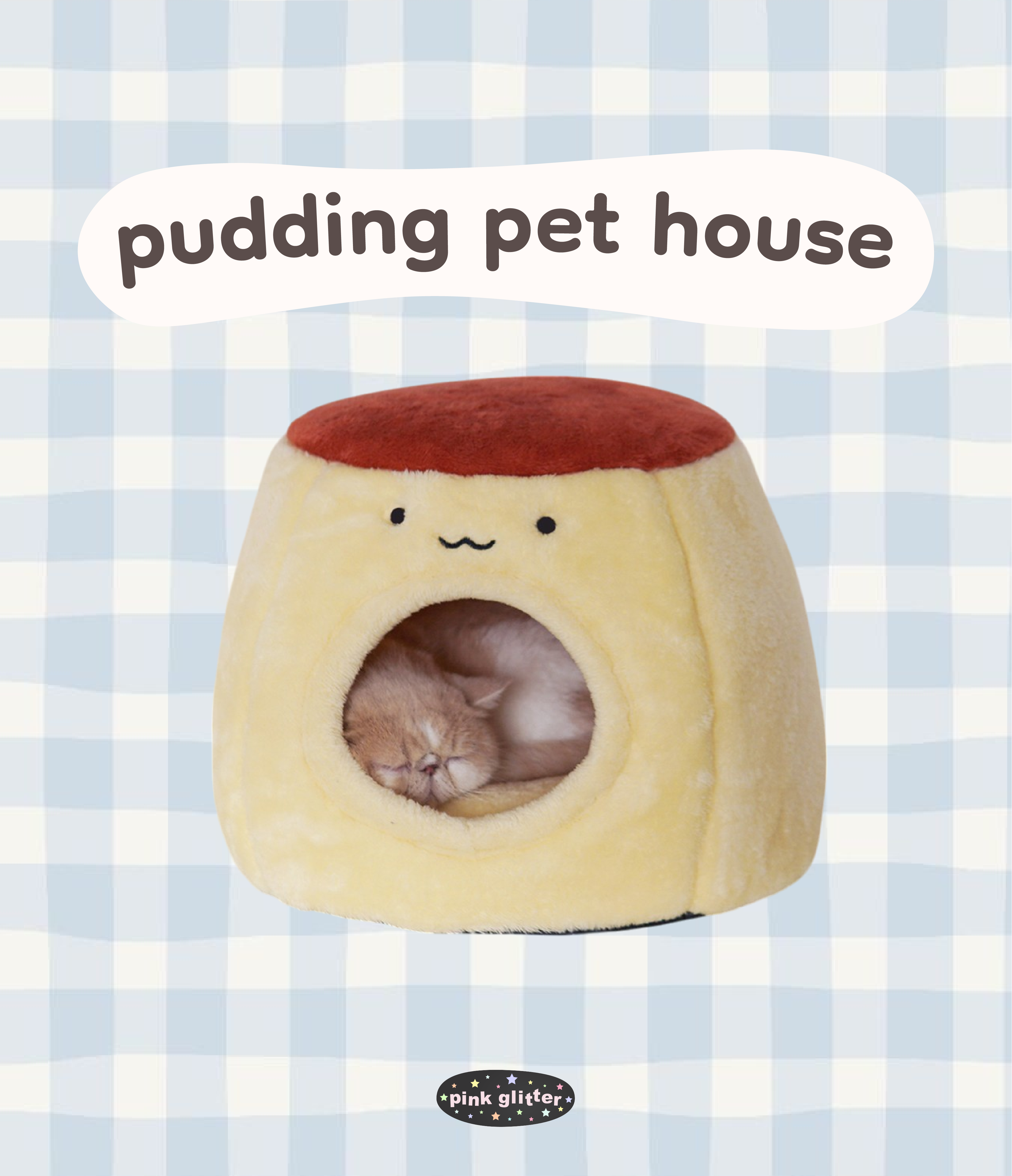 pudding pet house 푸딩 펫 하우스 강아지 고양이집 반려동물 쿠션 : pink glitter