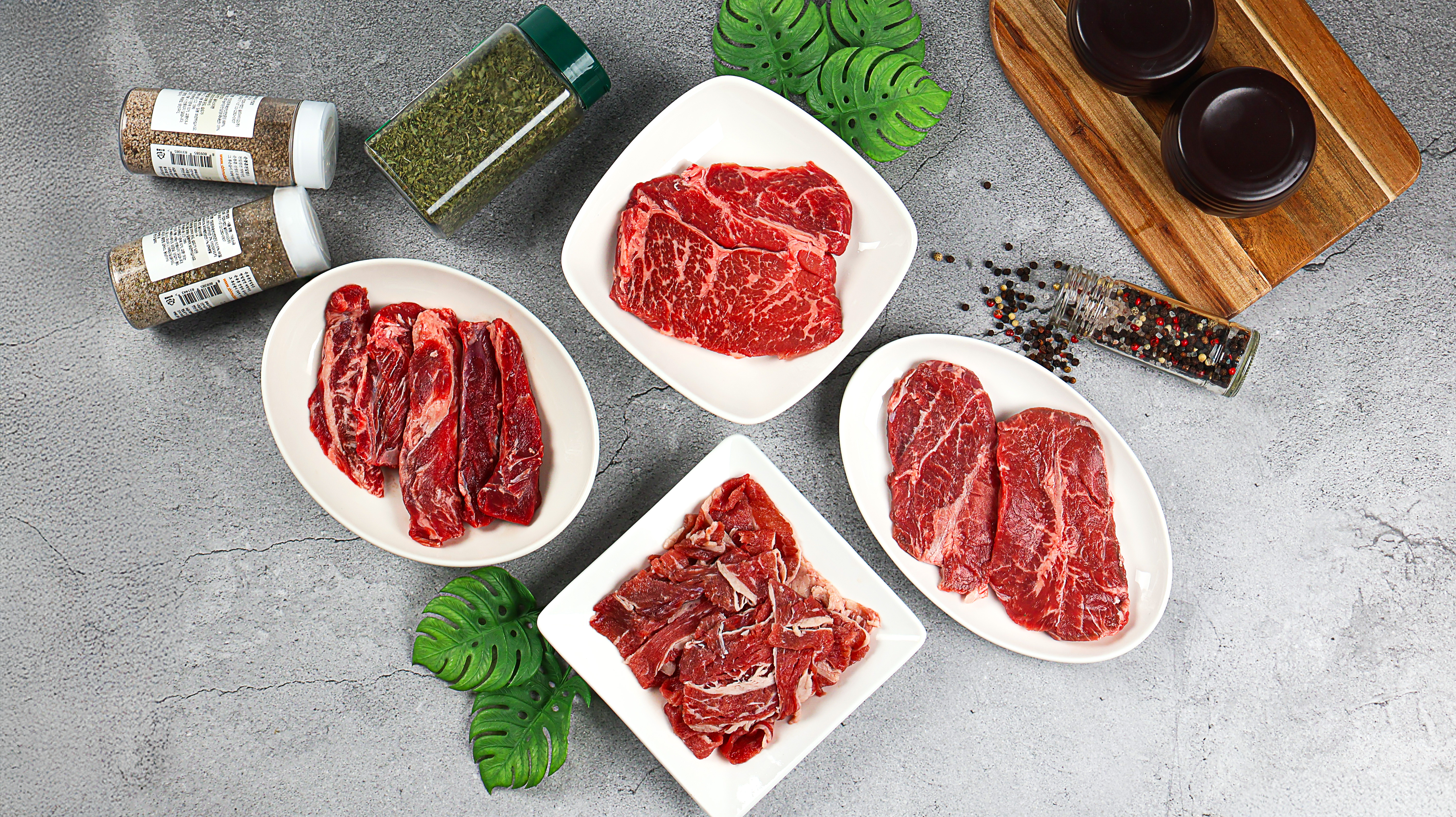 미국산 소 한 마리 셋트 800g 2~3인분 네가지 부위를 한번에 (등심,부채살, 갈비살, 우삼겹)  맛도리 상품 모음 : 찐 먹판 축.수산물