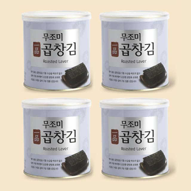 [하나맛김] 일품 무조미곱창김 캔김 30g x 4캔 : 삼해진미