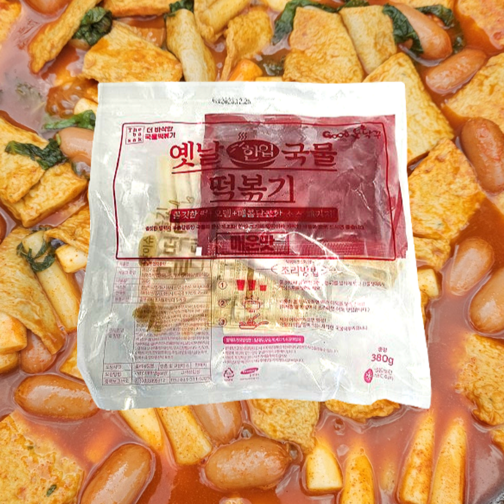 그린뭉 옛날 국물 한입 밀 떡볶이 매운 맛 380g : 그린뭉
