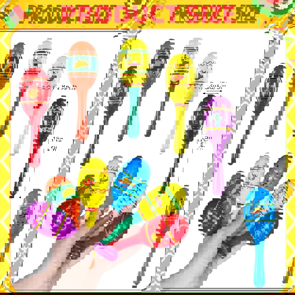 피에스타 나무 마라카스 신코 데 마요 솜브레로 피냐타 타코 기타 칠리 캑터스 우드 미니 6 디자인 파티를위한 노이즈 메이커 (24 개) : 서초직구드림