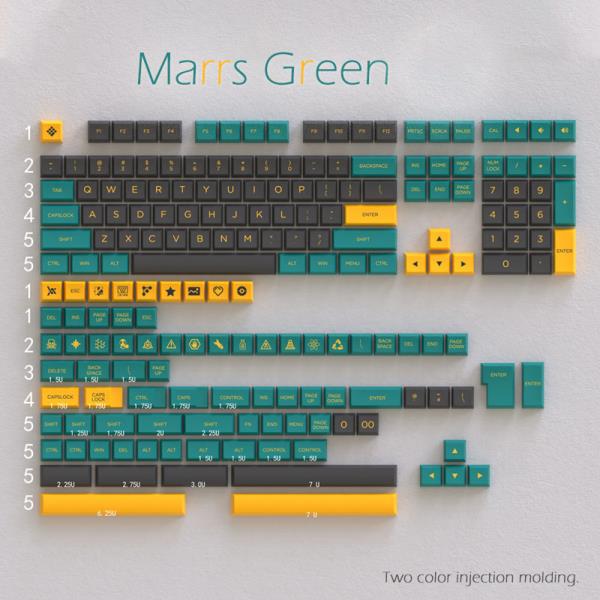 G-MKY OSA Mars Green 키캡 PBT 더블 샷 키캡 Cherry MX 스위치 키캡 유선 USB 기계식 게임용 키보드 : 엔코아물류