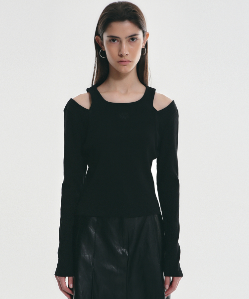 닉앤니콜 LAYERED OFF SHOULDER TOP BLACK : 스타일원픽