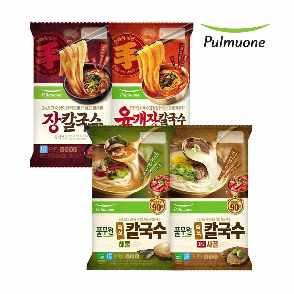 풀무원 BEST 칼국수 4종 4봉 골라담기 (장칼국수/육개장/해물/사골칼국수) : 풀무원