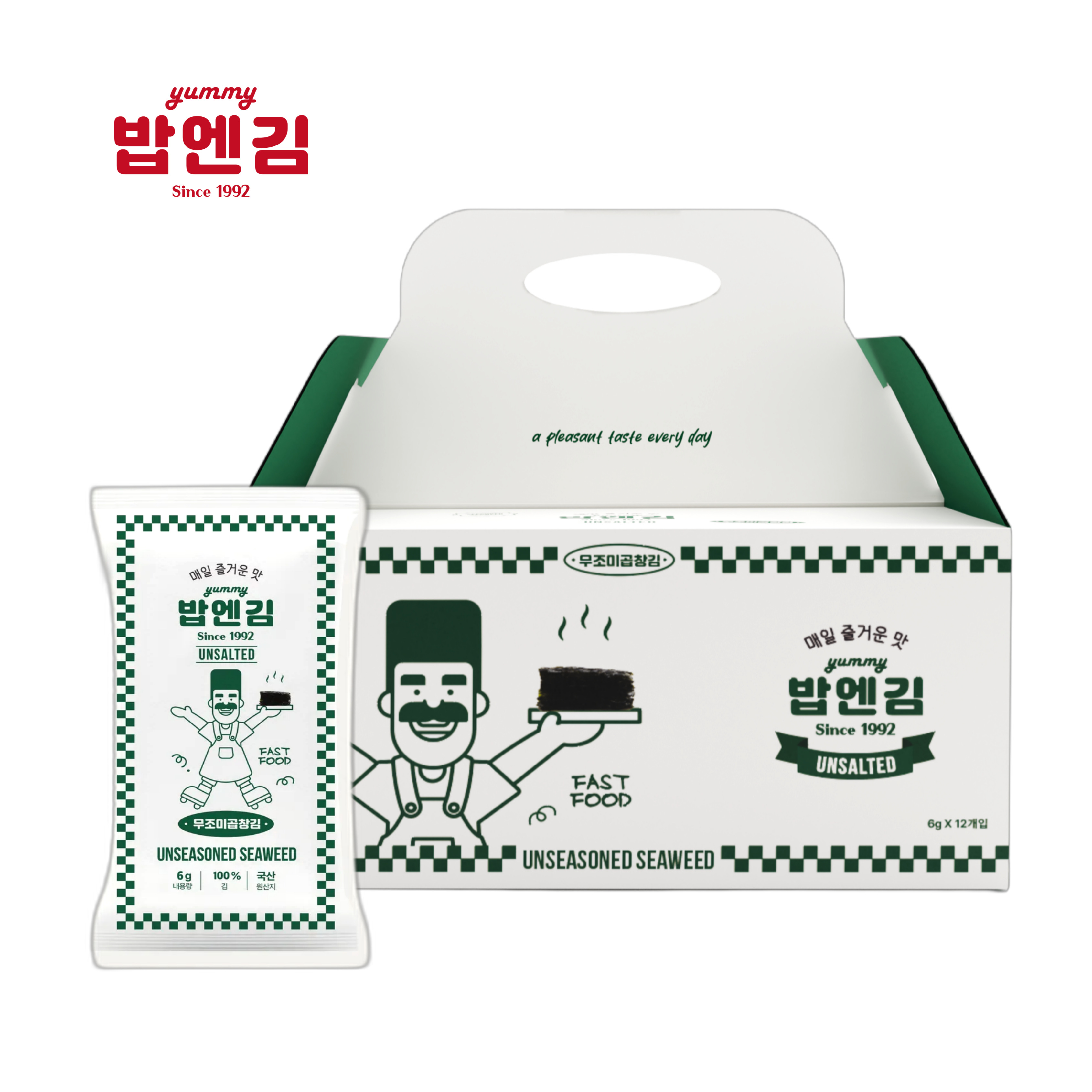 밥엔김 김아저씨1호 무조미 곱창김 12봉 김선물세트 : 광천김공장 밥엔김