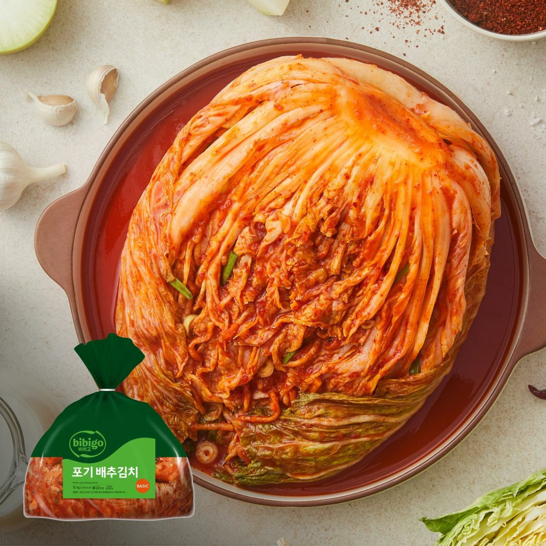 [국내산 100% 대용량 생산직송] 비비고 베이직 포기 배추김치 10KG (주문후 생산, 순차출고) : CJ제일제당