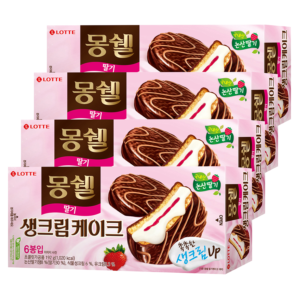 롯데웰푸드 몽쉘 딸기 소, 192g, 4개 : 슈팅배송