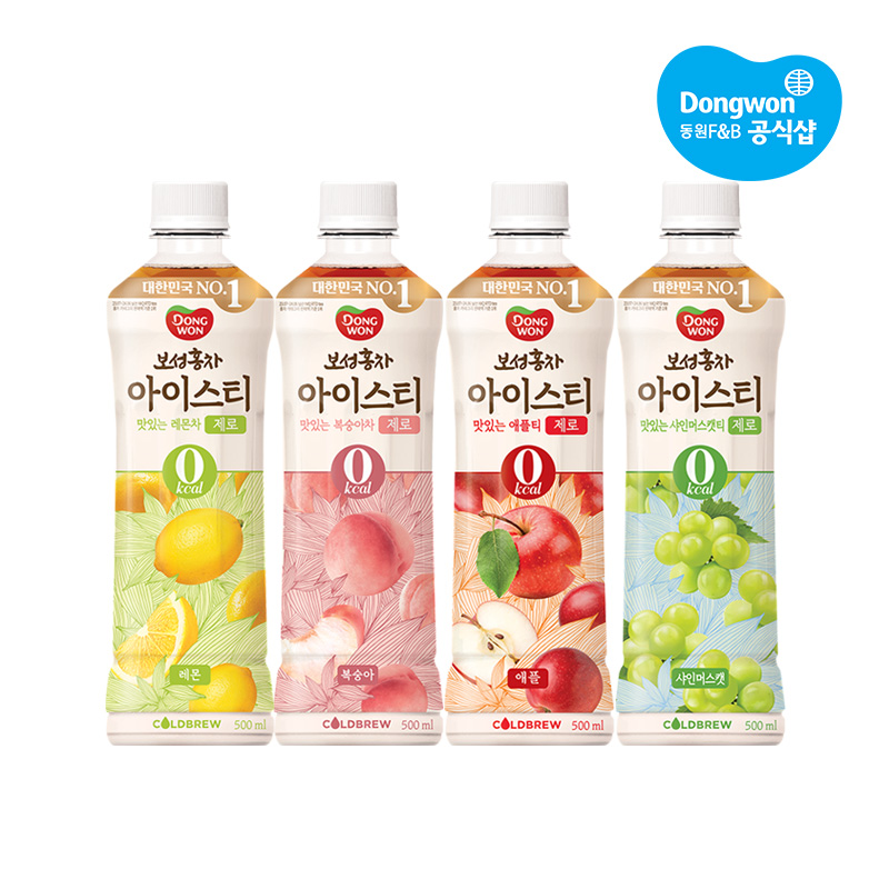 동원 보성홍차 아이스티 제로 500ml 애플+샤인머스캣+복숭아+레몬 외 총 24개 : 동원공식샵