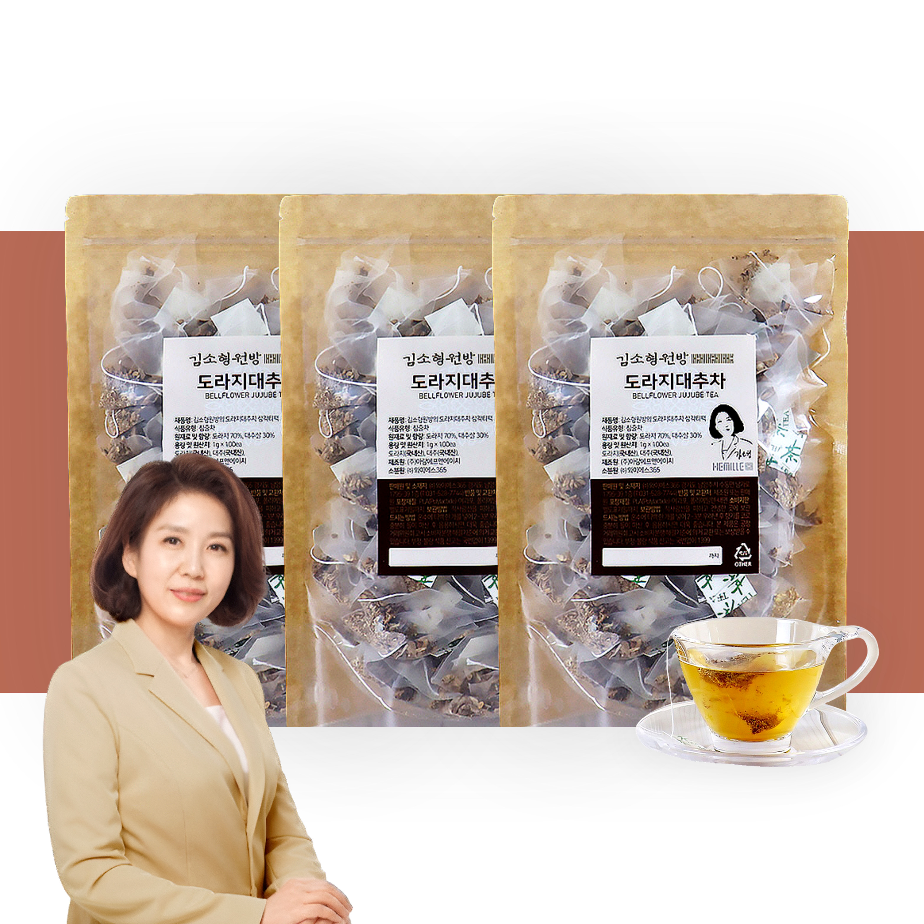 김소형원방 말린 도라지 대추 차 티백 100T x 3개 국내산 경산 : 감성첨화