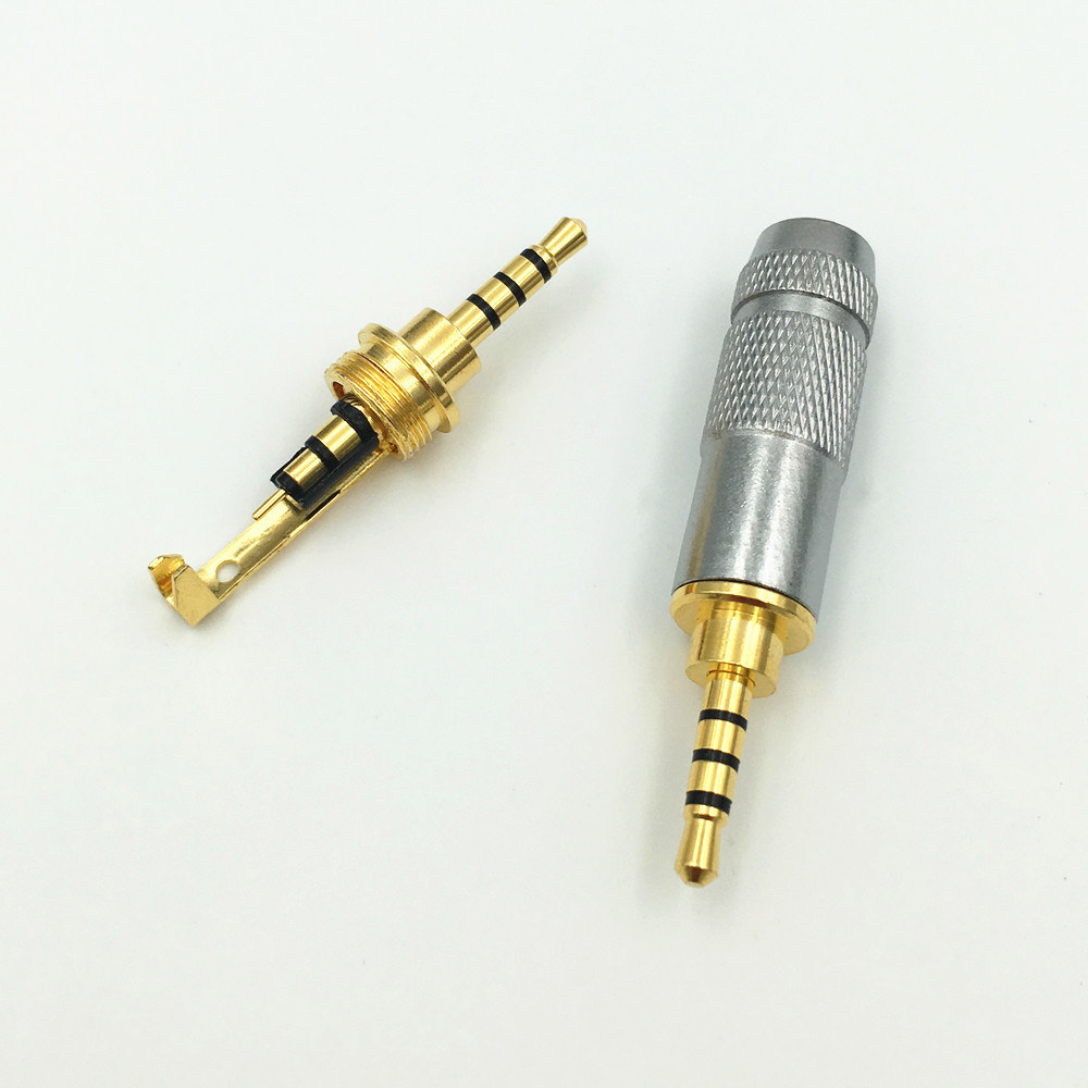 4Pcs 2 5mm 3 / 4 폴 스테레오 오디오 남성 플러그 금속 쉘 어댑터 솔더 DIY 커넥터 6MM 헤드폰 스피커 케이블 : 분당플렉스4