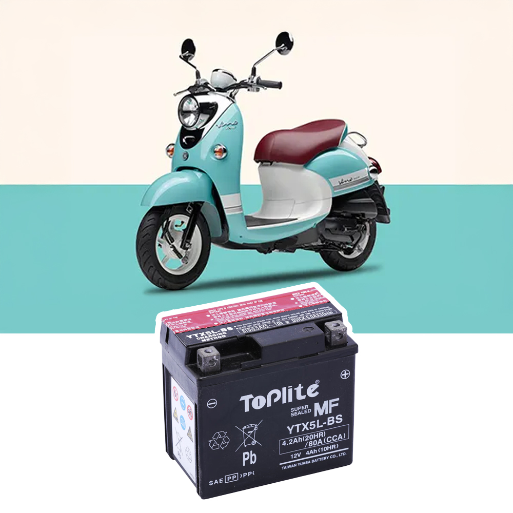 Toplite 톱라이트 대만 유아사 배터리 YTX5L-BS 무보수 배터리 비노 12V 4A : 모토넷