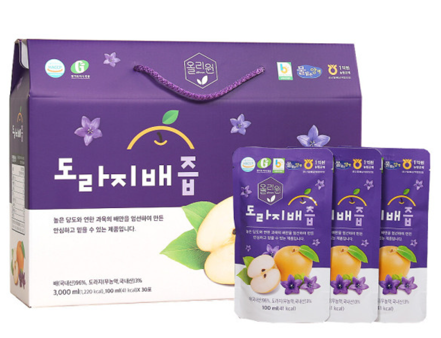 물 섞지 않은 착즙 국내산 100% 순수 올리원 도라지 배즙 : 자연그래