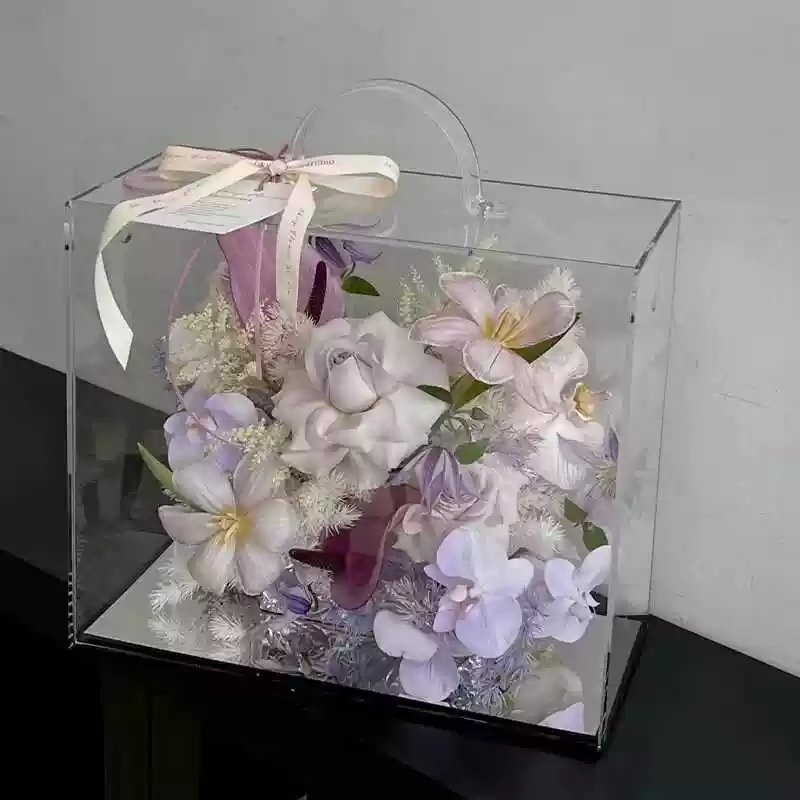 플라워아크릴백 쇼핑백 꽃다발 꽃집 투명 케이스 기본형 : 앤피앤지
