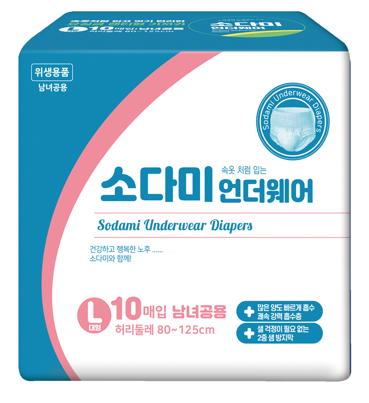 소다미 성인용 팬티 기저귀 대형 80매입, 1박스 : 소다미 위생용품