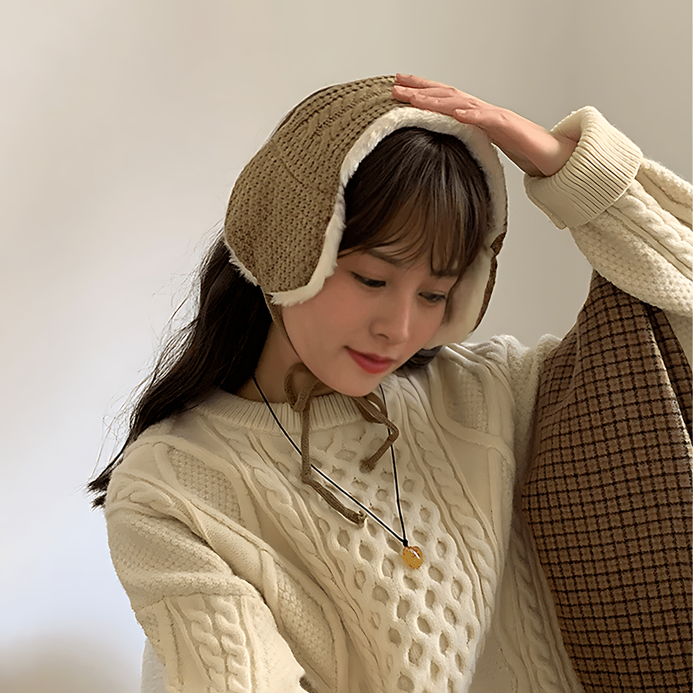 현앤미 겨울 방한 니트 퍼 귀마개 방한 털 귀도리 : 현앤미