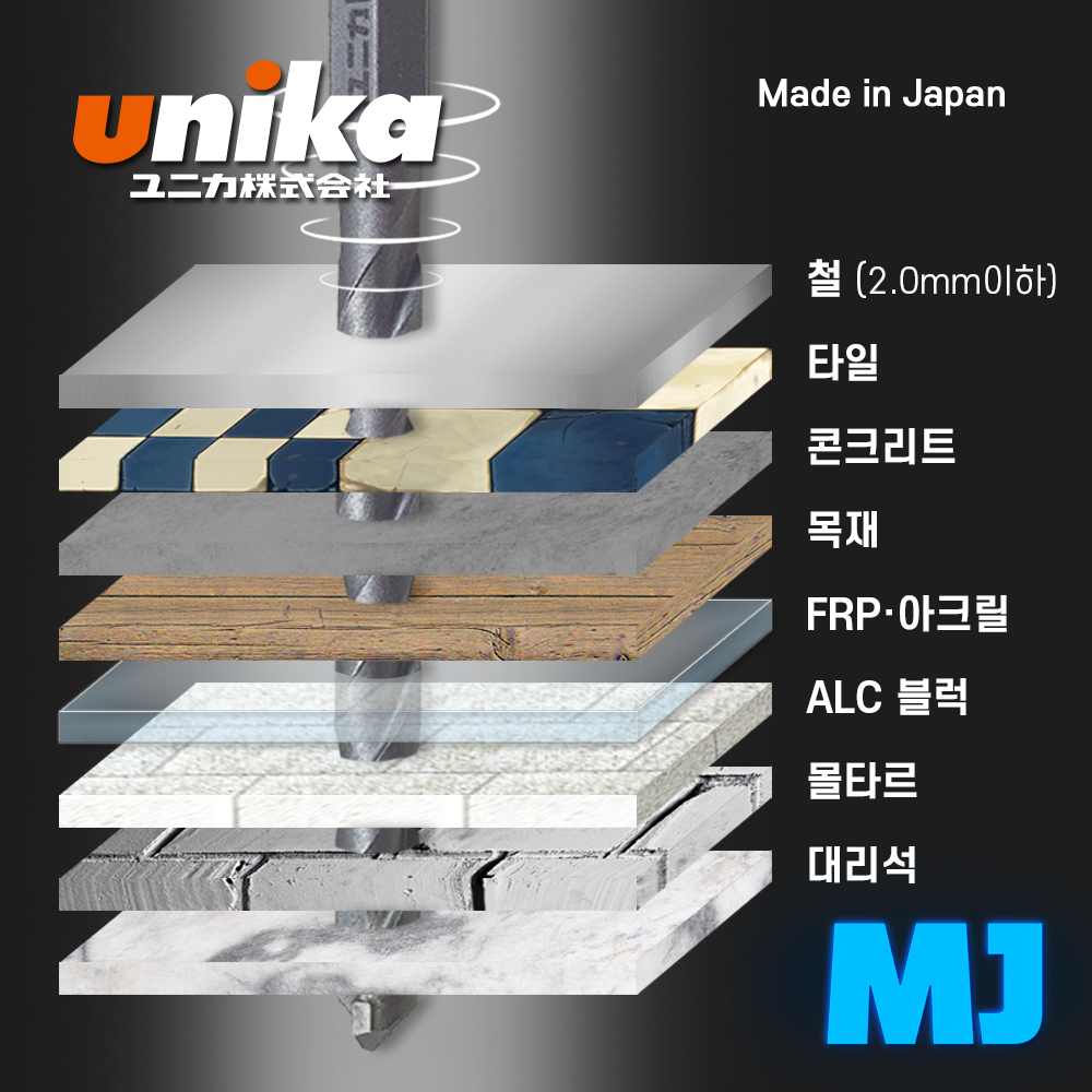 유니카 타일 콘크리트 멀티 기리 드릴 비트 육각 임팩 MJ-5 MJ-5.0 : 남경툴