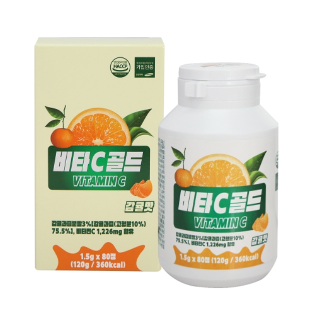 엔에이치바이오 비타C골드(감귤맛) 120g(1.5g x 80정) : 유니드림몰
