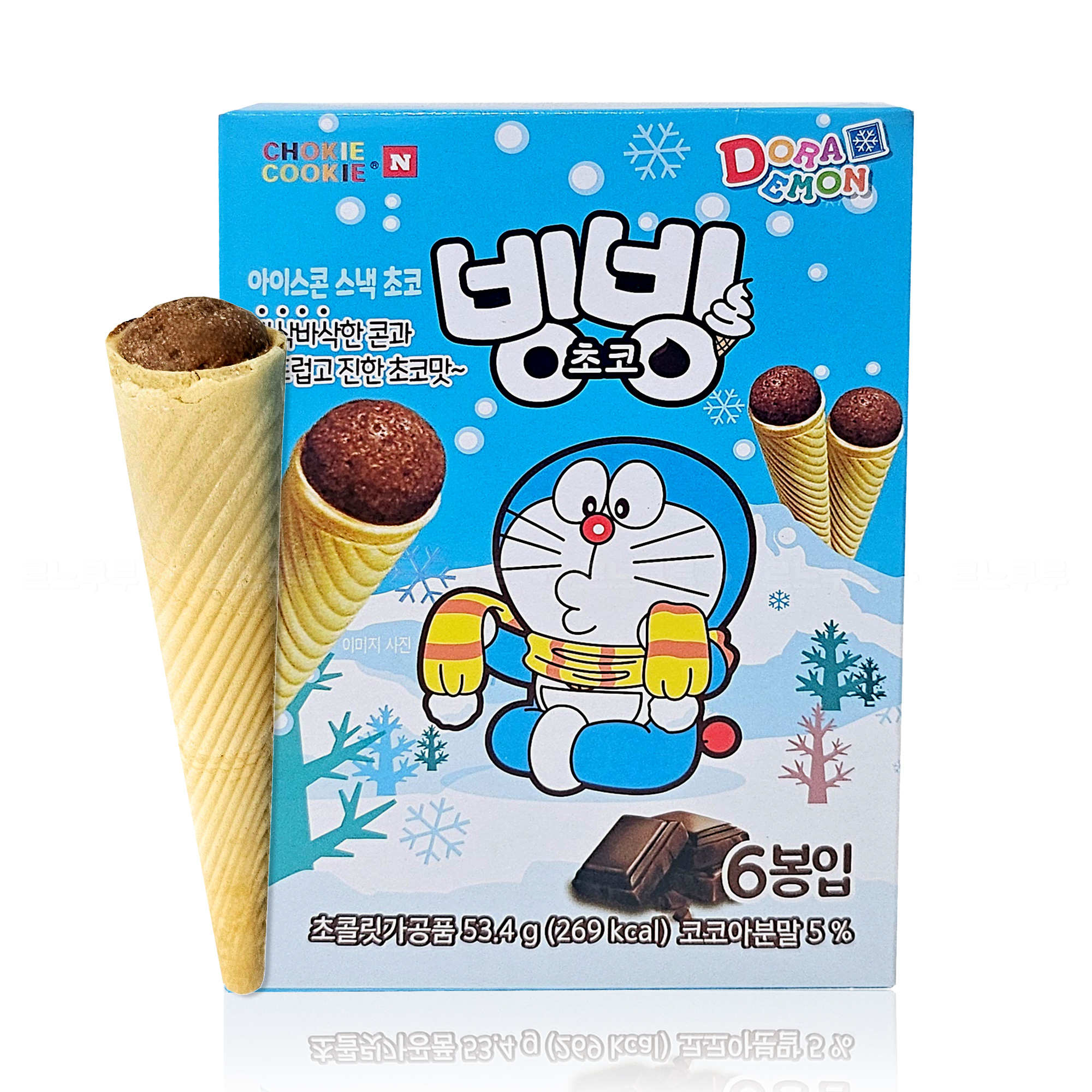 바스락 빙빙 아이스콘 도라에몽 초코, 53.4g, 1개 : 르느쿠루