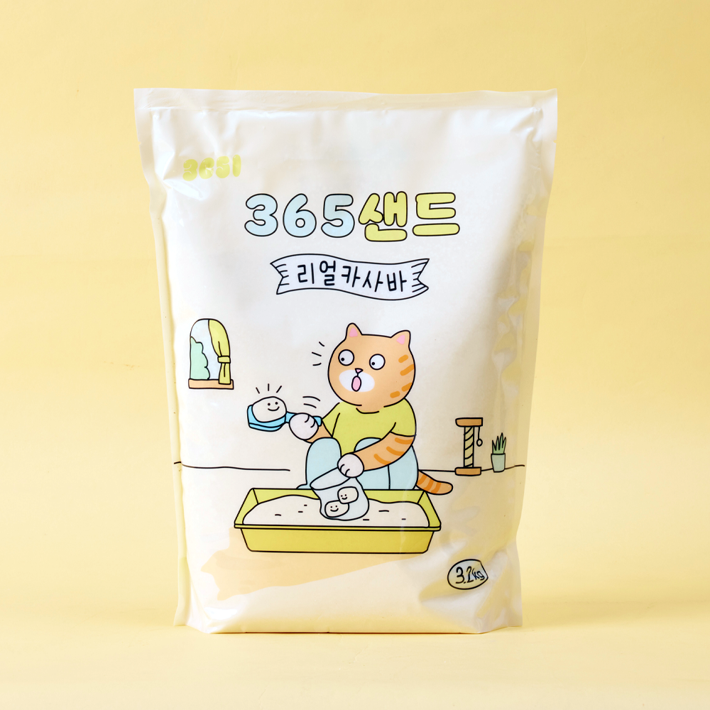 3651 365샌드 리얼 카사바 고양이 모래 3.2kg X 3개입(1박스) : 3651