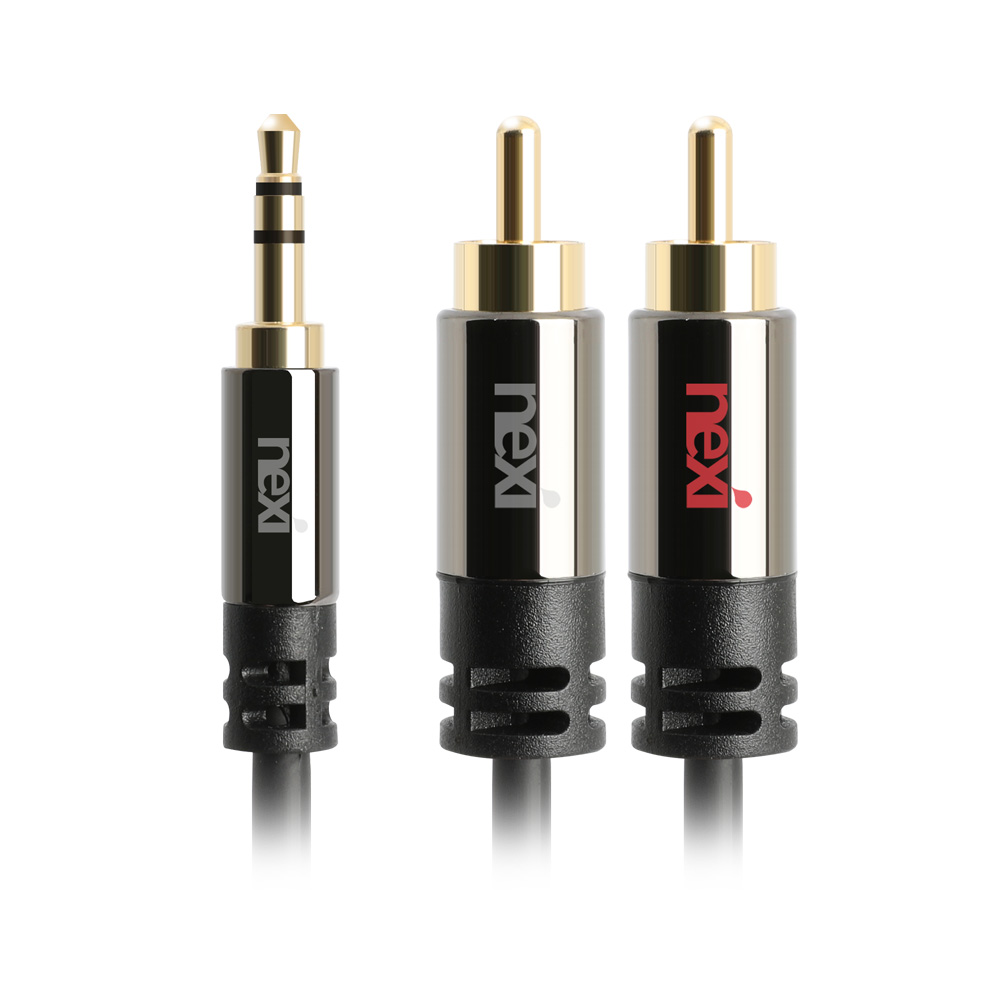 3.5mm AUX to 2RCA 케이블 스테레오 Y 스피커 앰프 연결 선 1m, 1개 : 리버네트워크
