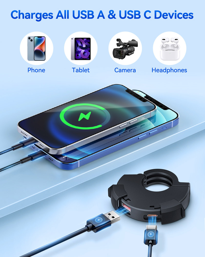 PD 휴대폰용 0 급속 USB 충전 포트 듀얼 방수 C 3 Extractme 충전기 30W 및 휴대폰 오토바이 초박형 타입 : 리처드리빙